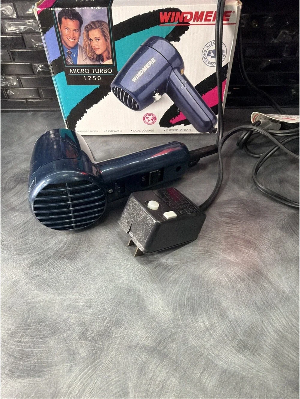 Vintage Windmere Micro Turbo 1250 Travel Hair Dryer MP-12A/303 Dual Voltage NWB